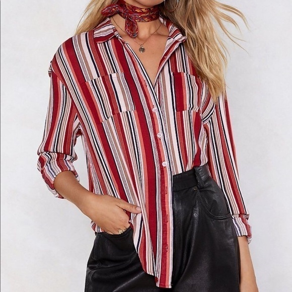 Nasty Gal Down the Line Shirt size 6 - Picture 1 of 3